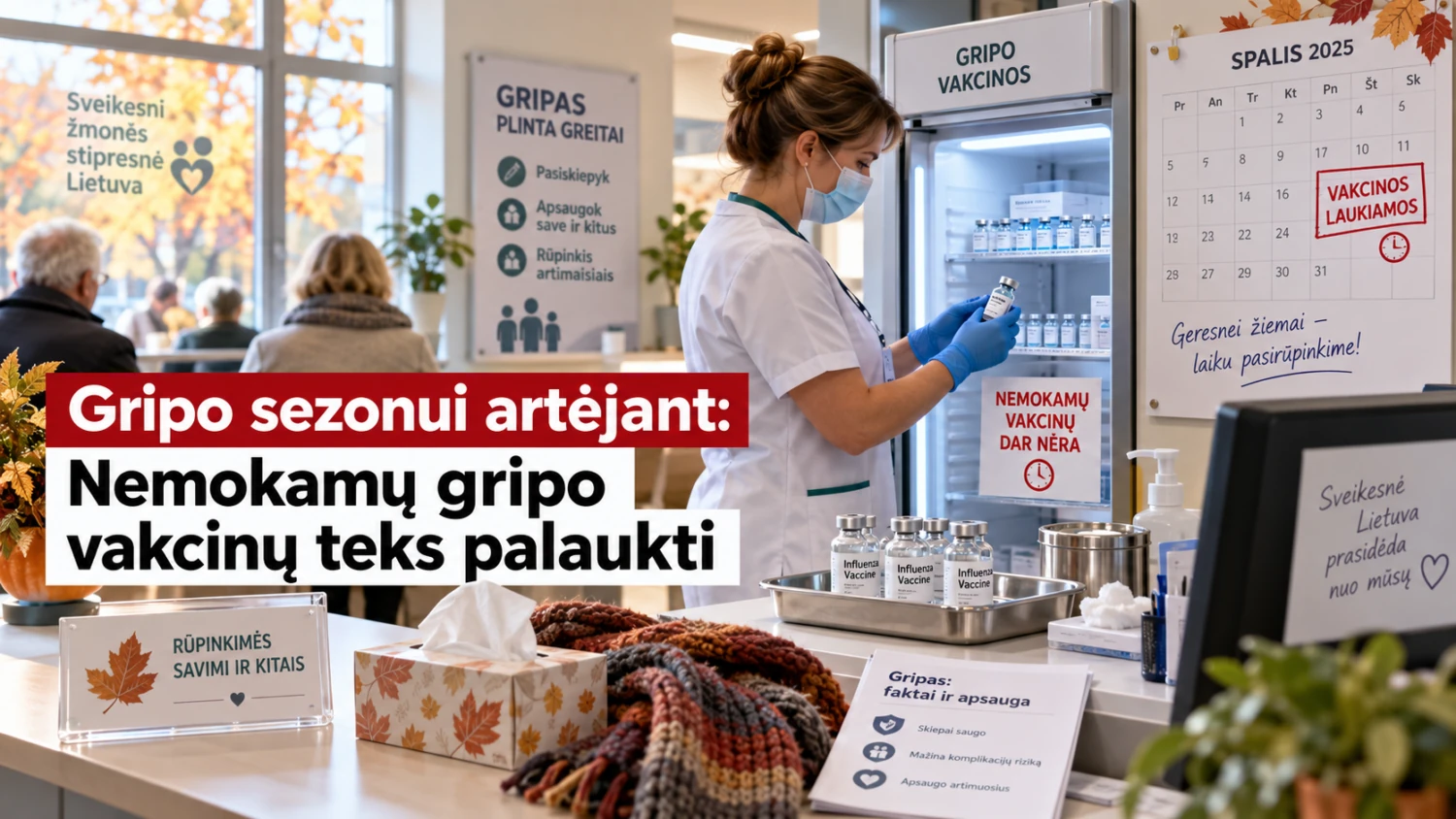 gripo sezonui artejant nemokamu gripo vakcinu teks palaukti